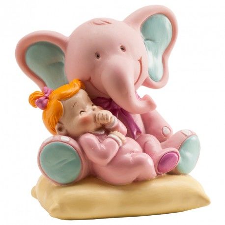 Elefante con bebe rosa
