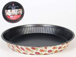 Molde redondo 28cm flores acero