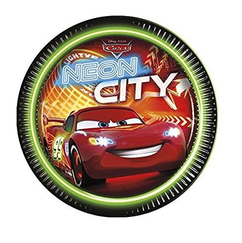 Pack de 8 platos de cartn Cars Disney 23 cm