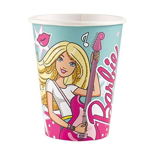 Pack 8 vasos de papel parafinado de 226ml Barbie